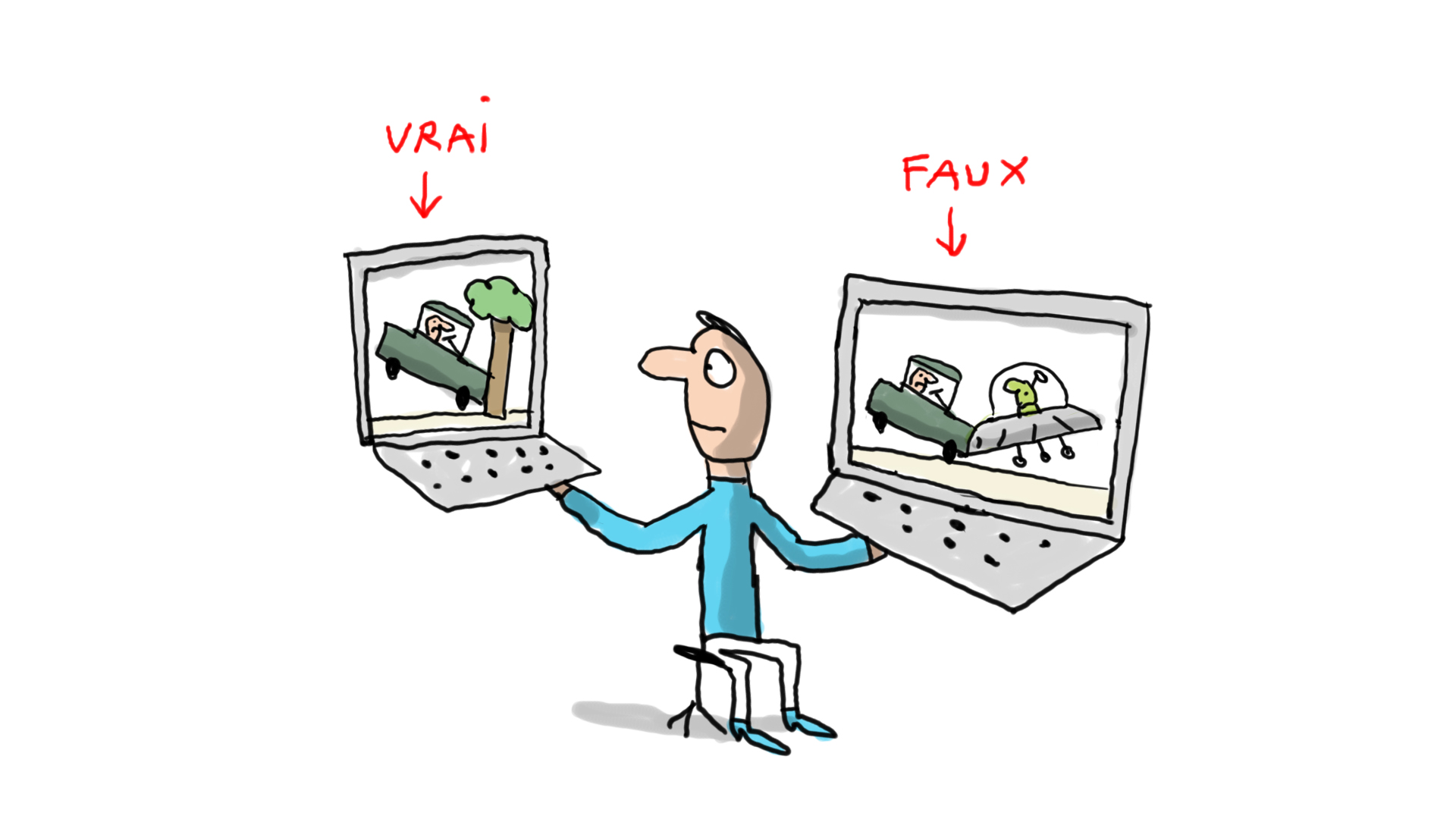 une voiture s'écrase contre un arbre et sur la fake news, il s'écrase contre un OVNI