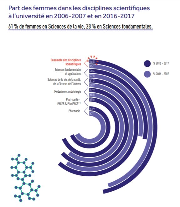 graphique sur la répartition des femmes à l'université en Suisse