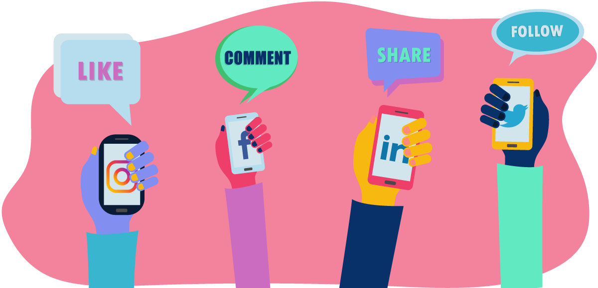 Ceci est une image avec icône representant des avec des likes etc