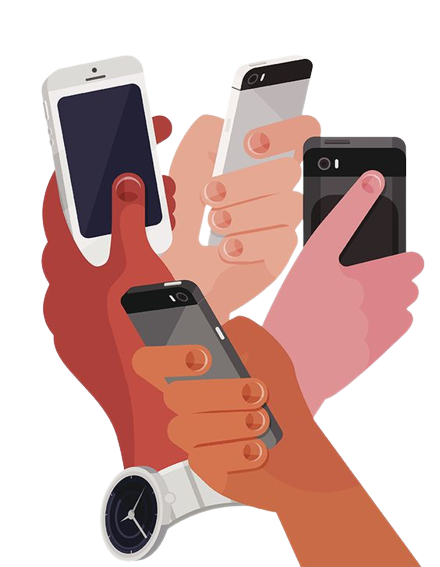 c'est une image de plusieurs mains tenant des téléphones
